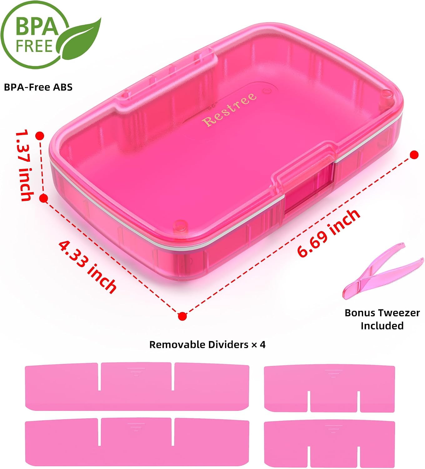 Pill Organizer, Large Waterproof Travel Pill Case, Magnetic Closure & Adjustable Dividers for Daily Vitamins