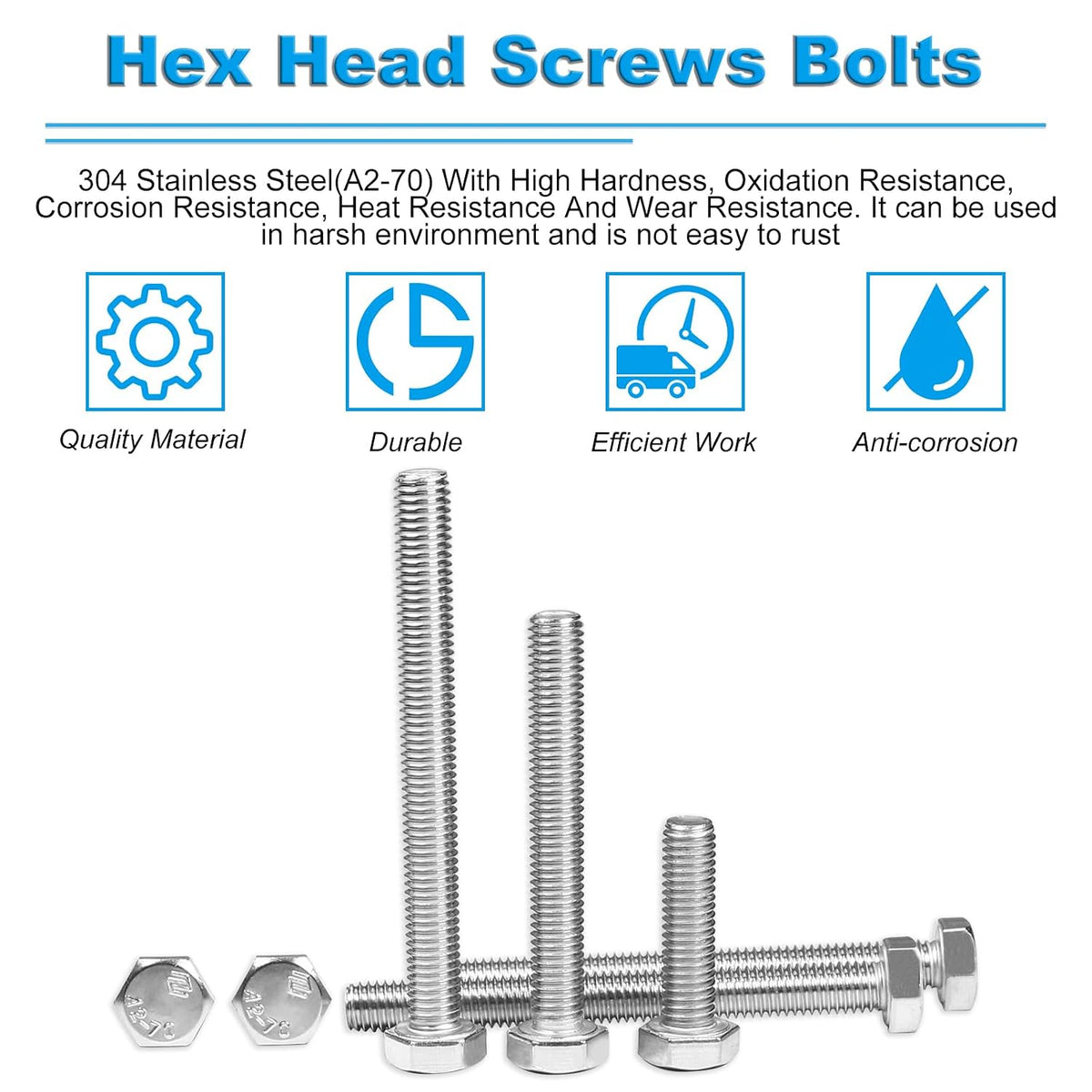 25 Pcs M6 Hex Bolts M6-1.0 x 16mm Hex Head Screw Bolt