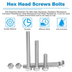 10 Pcs M8 Hex Bolts M8-1.25 x 60mm Hex Head Screw Bolt