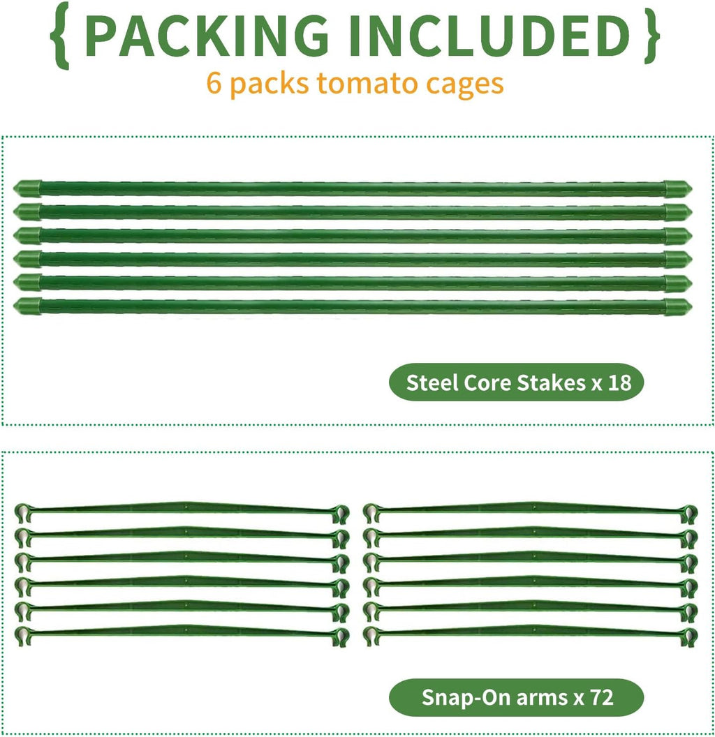 6 Pack 5ft Tomato Cage for Garden Plant Support, Garden Stakes Tomato Cage, Tomato Cages Plant Stakes for Climbing