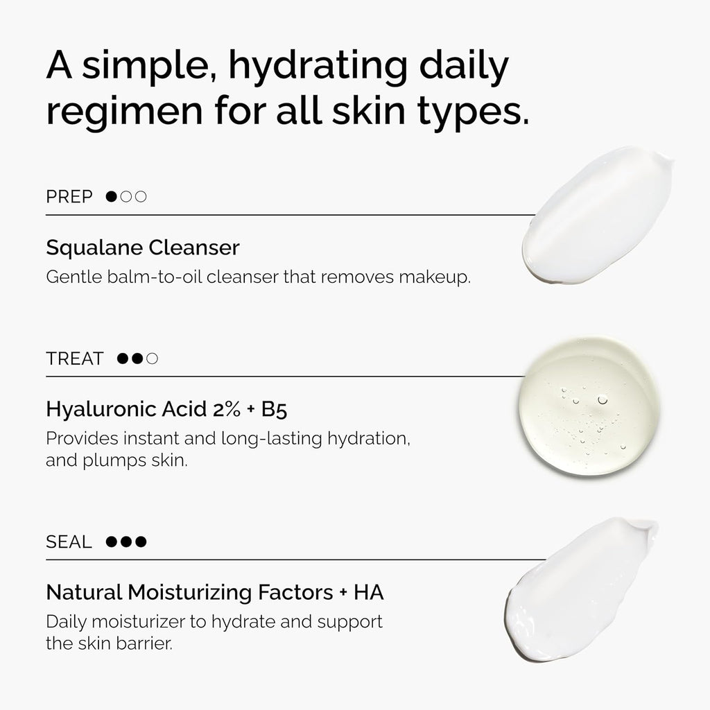 The Daily Set, Daily Skincare Routine with Squalane Cleanser, Hyaluronic Acid 2% + B5, and Natural Moisturizing