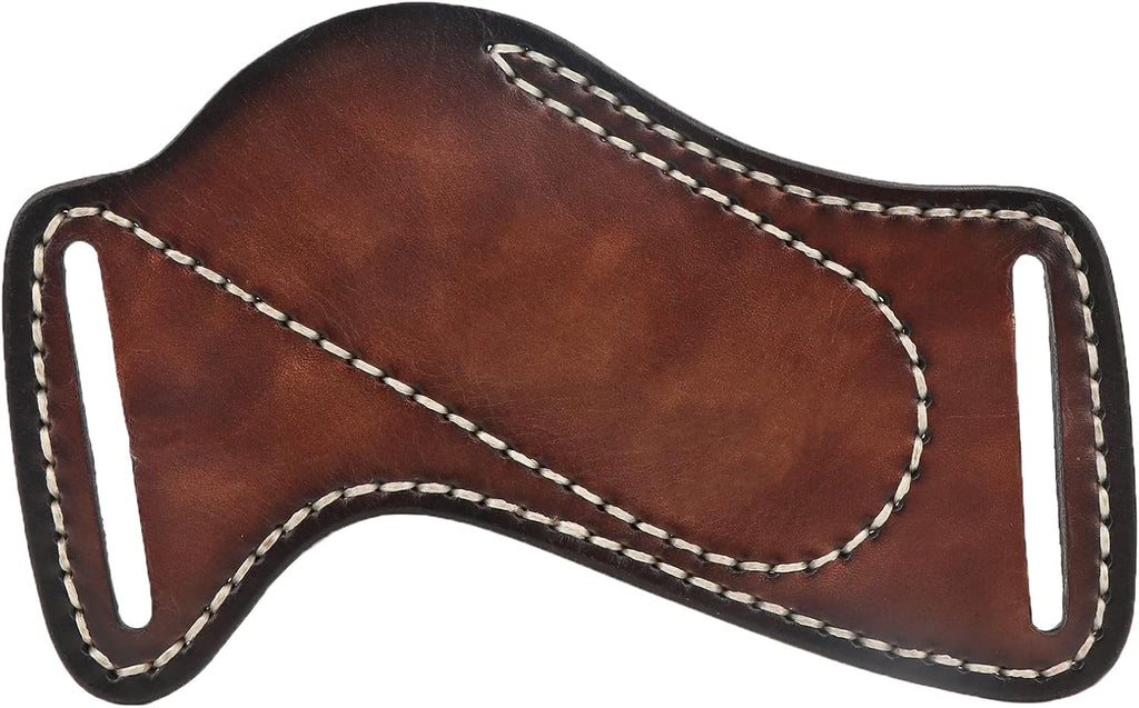 Leather Knife Sheath for Belt EDC Folding Pocket Knife Holster Compact Draw | 3mm thick leather, fits Buck 110 &