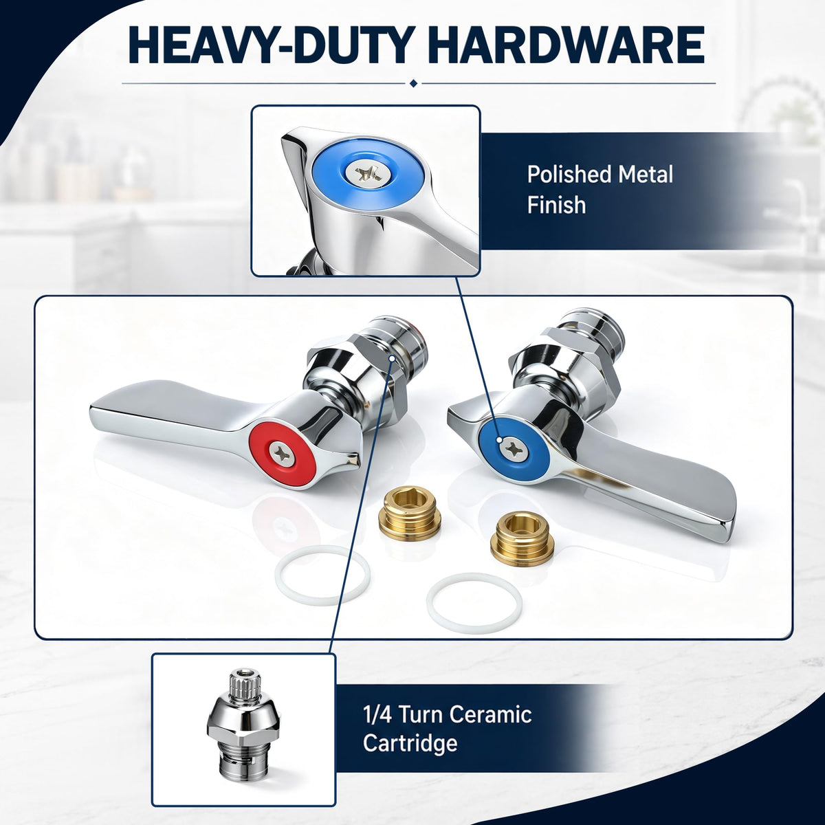 1/4 Turn Ceramic Faucet Valve Kit Compatible with Krowne 21-310L
