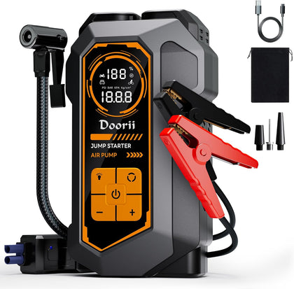 8000A Jump Starter with Air Compressor, Car Jumper Starter Portable, 150PSI Tire Inflator/Air Pump, LED Flashlight