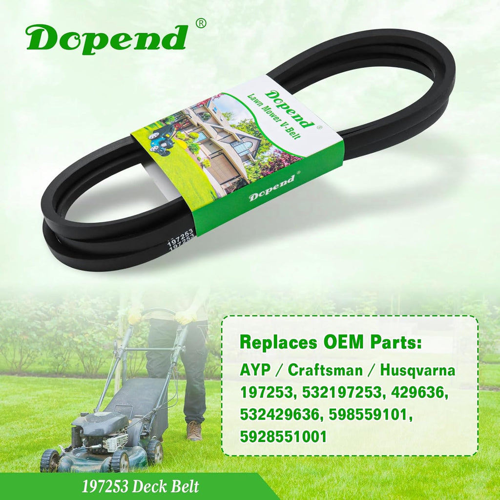 532197253 197253 Deck Belt 1/2” x 101” for Craftsman YS4500, Husqvarna YTH18542, Poulan Pro 42 inch Riding Lawn Mower, Replaces 429636, 532419636, 532197253, 598559101, 592855001