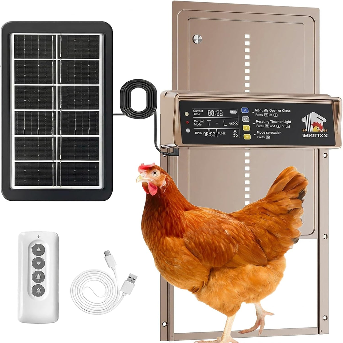 Automatic Chicken Coop Door Solar Powered,Golden Brown Chicken Door