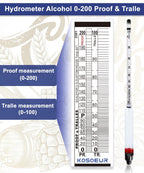 Hydrometer Alcohol Meter Kit, Hydrometer Alcohol 0-200 Proof and Tralle, Alcohol Tester for Liquor, Alcohol