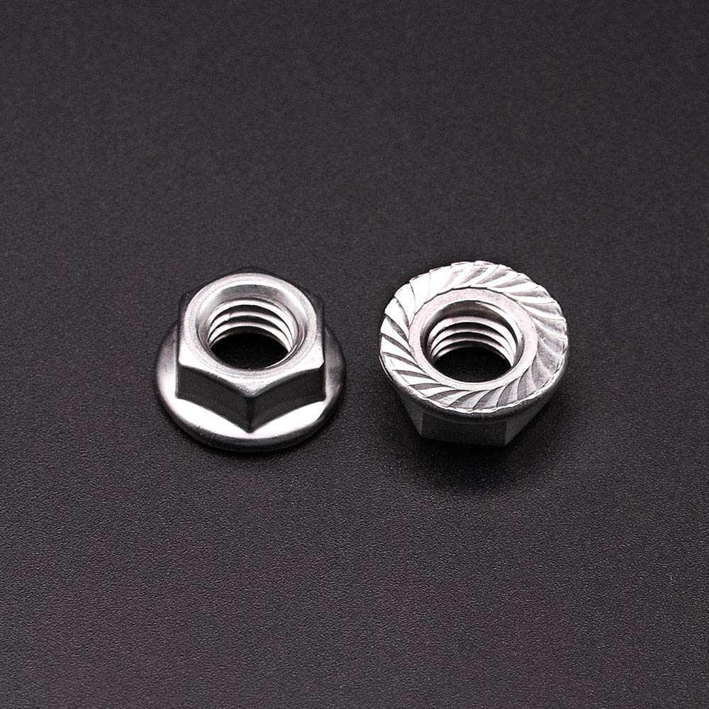 #6-32 (50 Pack) Serrated Flange Hex Nuts, 304 Stainless Steel 18/8 Flange Nuts, UNC Coarse Thread Hex Locknuts