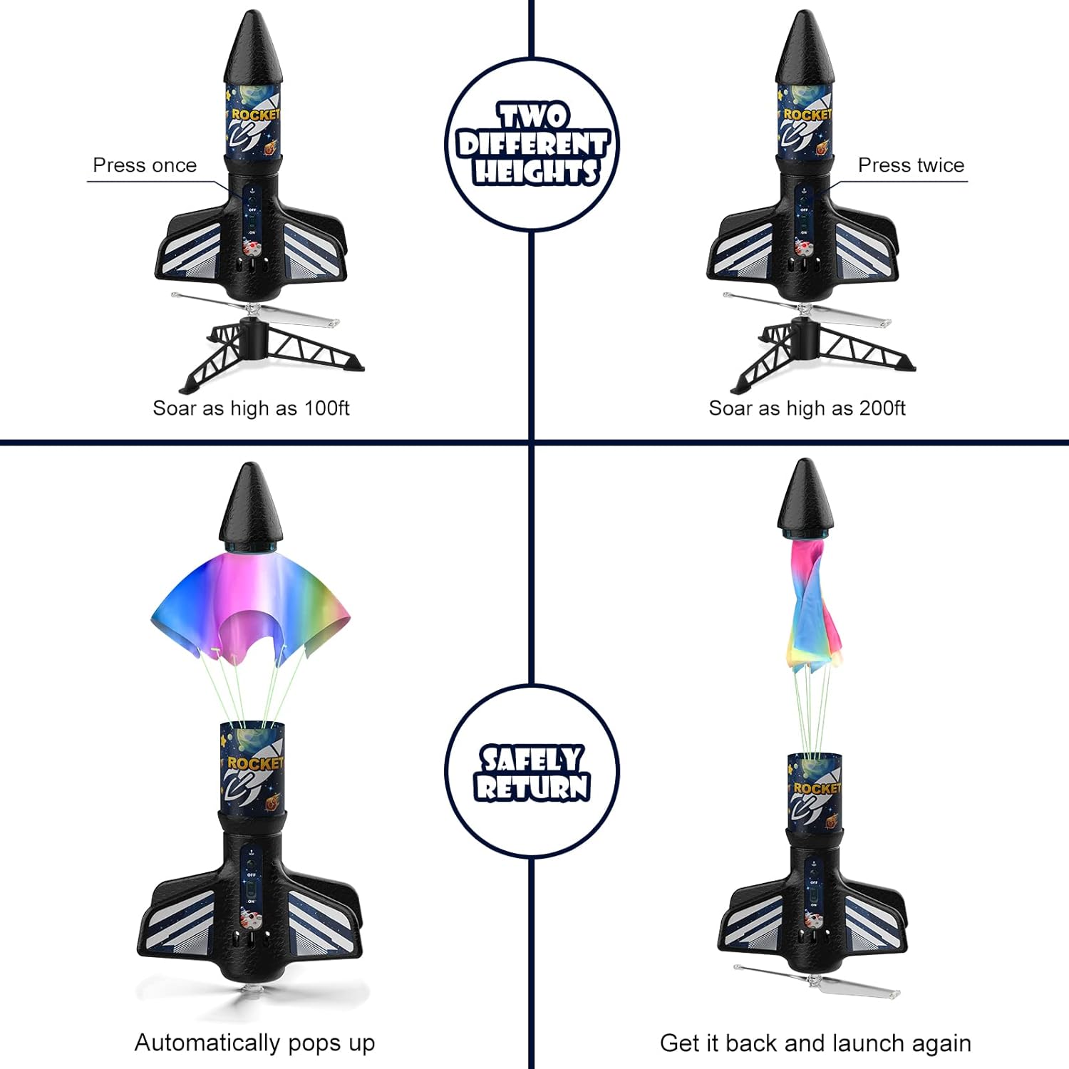 Rocket Launcher for Kids, Self Launching Motorized Air Rocket Toy | Outdoor Toys for Ages 8-12, Model Rockets with