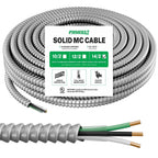 FIRMERST 14/2 MC Cable with Ground, 100 FT, Solid Copper, Armored, 600V