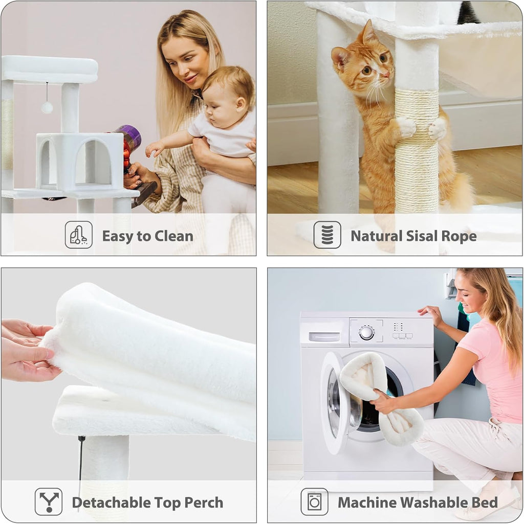 Gothic Cat Tree Tower for Indoor Cats, 31.5'' Small Cat Tower Condo with Sisal Scratching Ramp, Cozy Hammock and