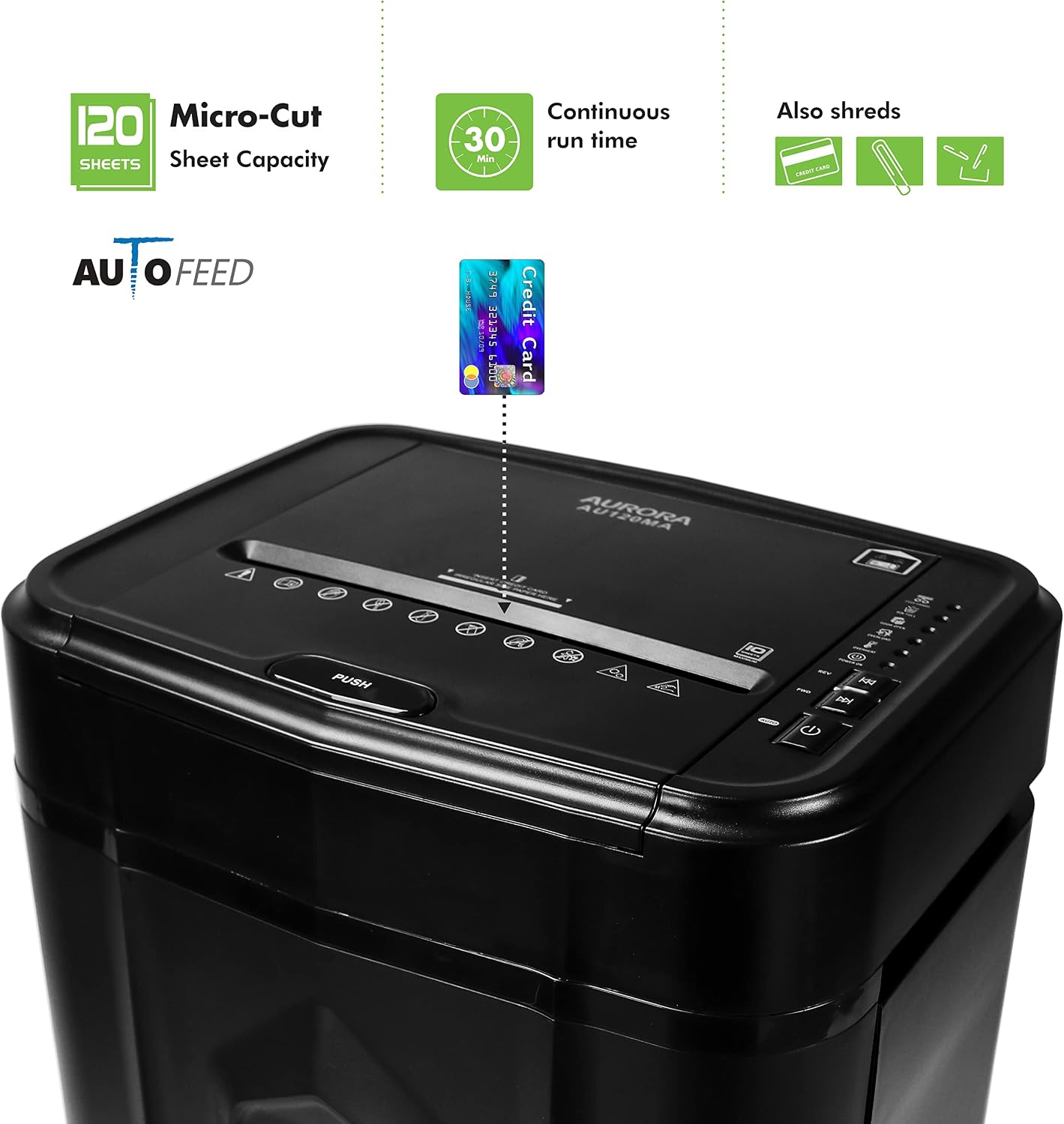 AU120MA 120-Sheet Auto Feed High Security Micro-Cut Paper Shredder / 30 Minutes (Black)