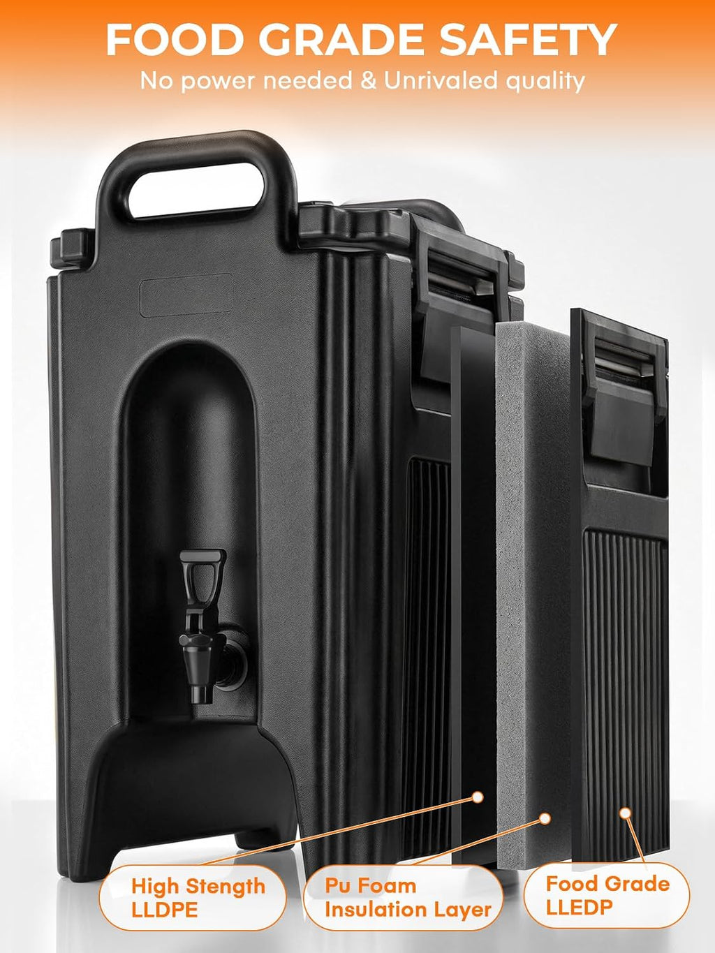 Pro Insulated Beverage Dispenser 5 Gal, Hot Cold Commercial Catering
