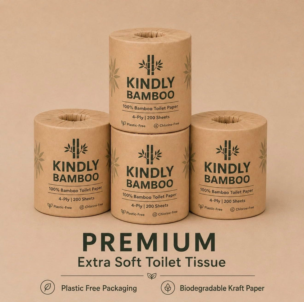 PREMIUM 4-PLY 100% White Bamboo Toilet Paper - 24 Rolls, Large 200 Sheets Per Roll, Eco-friendly, biodegradable