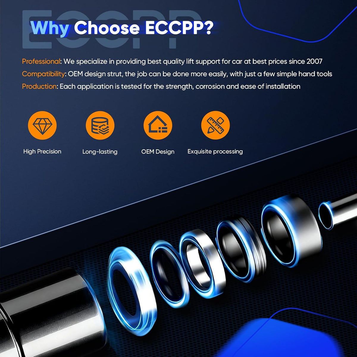 ECCPP Lift Support Struts Shocks Gas Springs for Jeep for Liberty 2002-2007