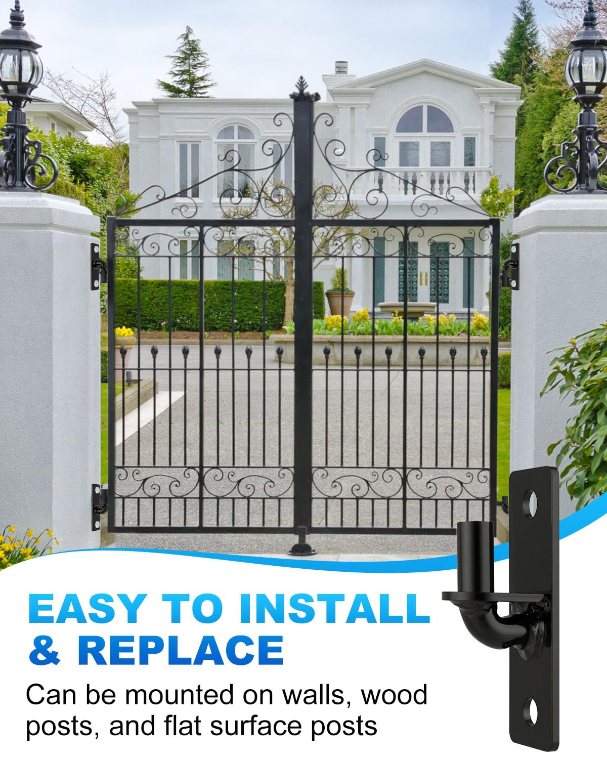Gate Hinges Wall Mount with 5/8" Pin, 2 Pack Farm & Chain Link Gate Hinges