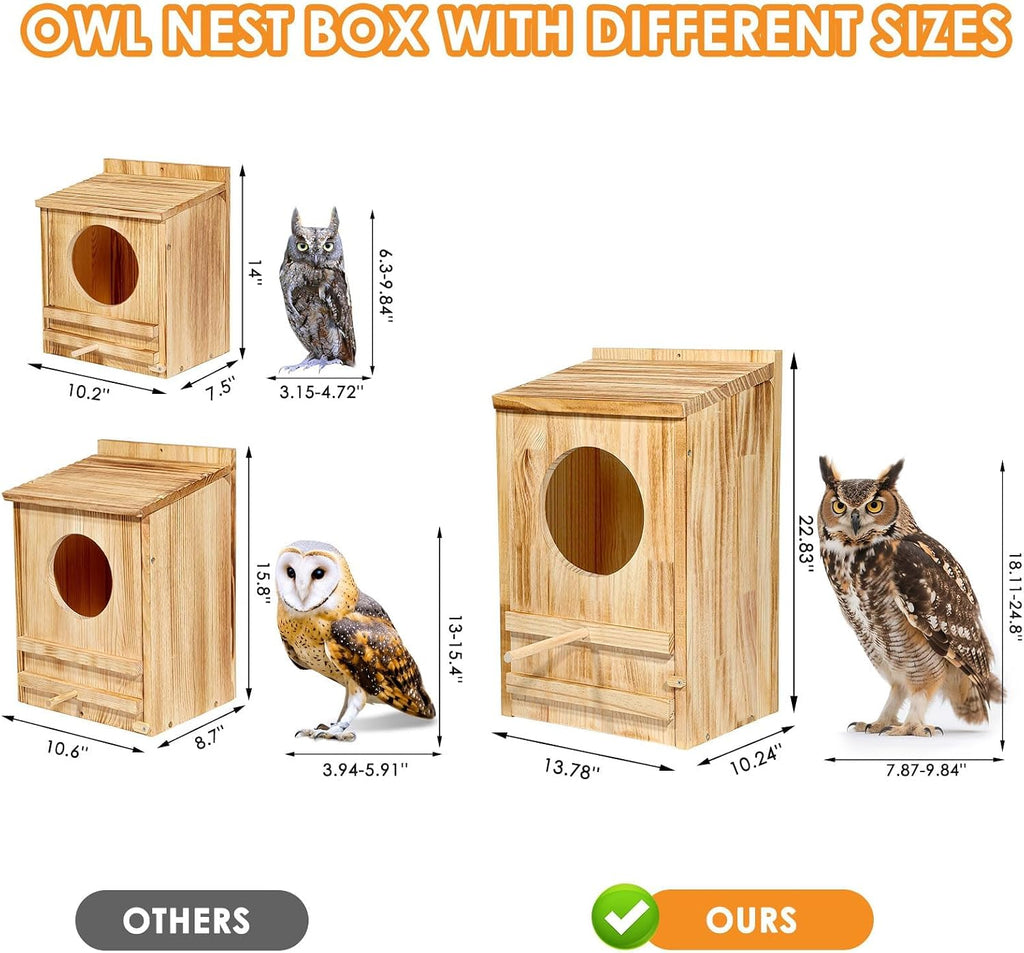 Large Great Horned Owl House,23''x 14''x 10''Barn Owl Box for Outside