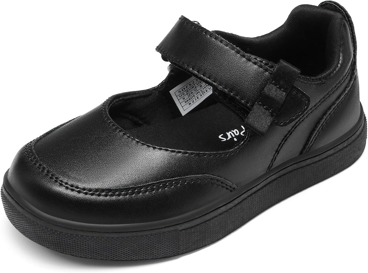 Girls Mary Jane Toddler School Shoes | Adjustable Strap Uniform Sneakers Durable Toe Flexible Non-slip Flats Easy On