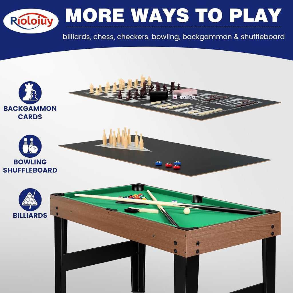 12-in-1 Game Table - 48" Combo Game Table, Ping Pong Table, Foosball Table, Air Hockey Table, Pool Table - Sports