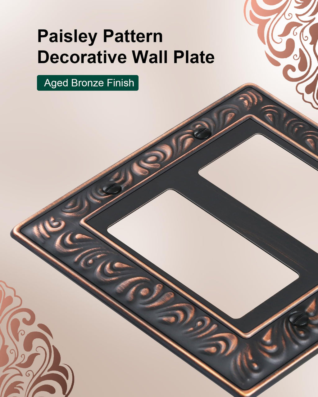 2-Pack Paisley Pattern Double Decorator Outlet Cover Plate