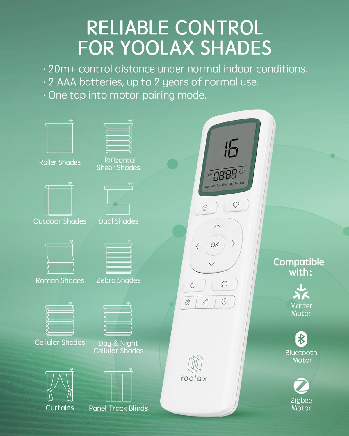 Yoolax 16-Channel EaseOne Remote, Works with All Yoolax Motorized Shades