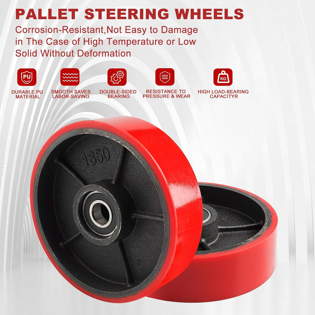 Pallet Jack Wheels/Truck Steering Wheels, Caster Wheels Pallet, 20mm ID Bearings 7" x 2" Pair