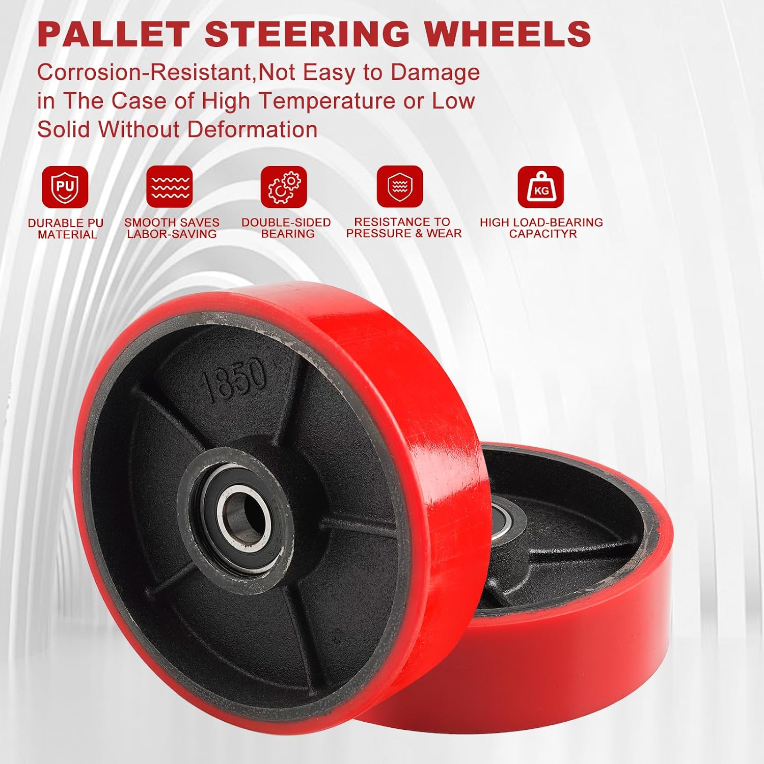 Pallet Jack Wheels/Truck Steering Wheels, Caster Wheels Pallet, 20mm ID Bearings 7" x 2" Pair