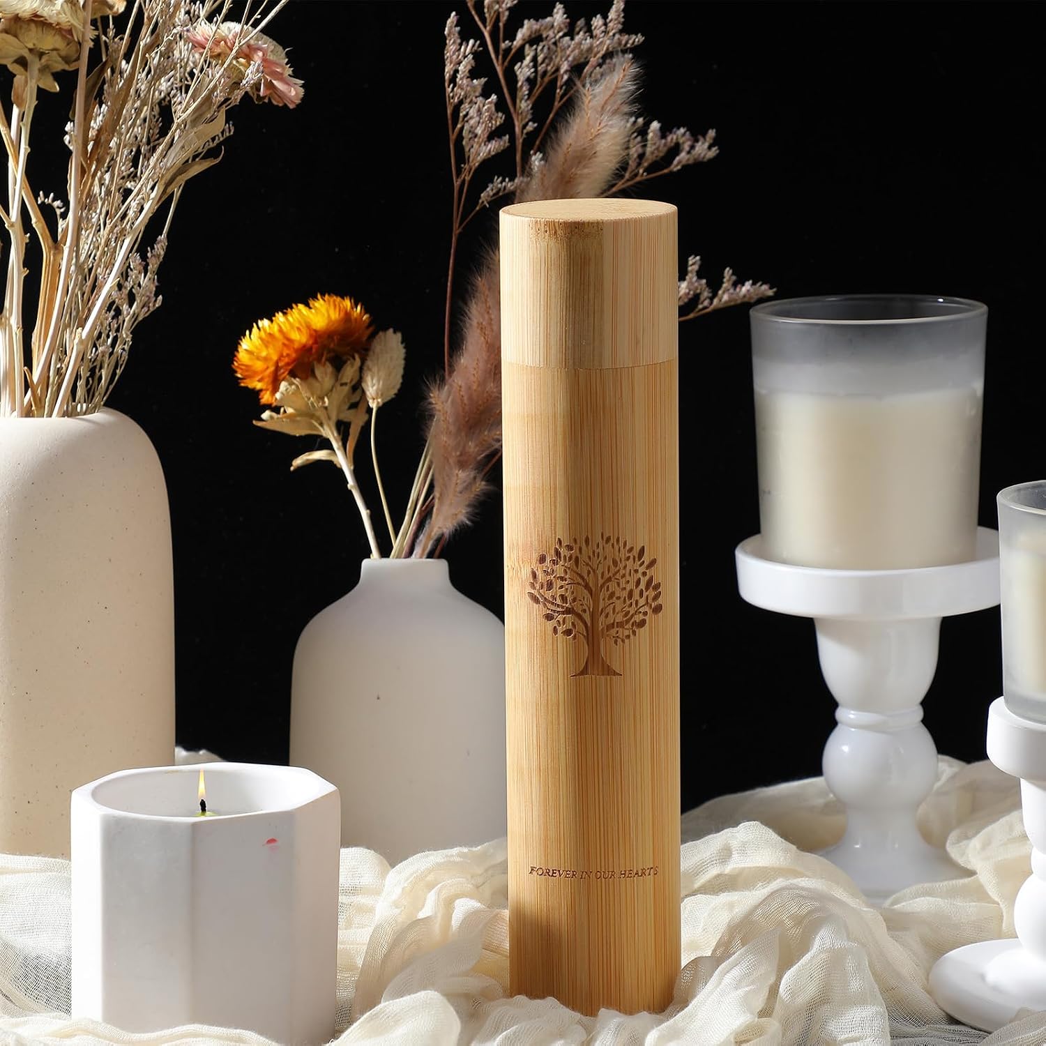 4 Set Bamboo Scattering Urns for Ashes 9'' x 2'' Eco Friendly Scattering Cremation Tubes for Human Adult Tree Small