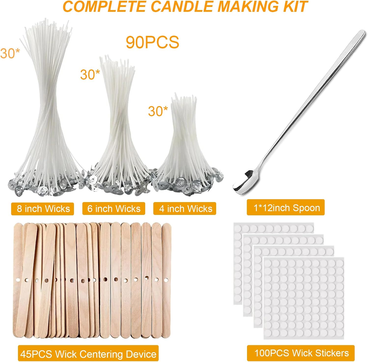 Wax Melting Pot for Candle Making, 1.8L Electric Candle Wax Melter | with Pouring Spout 90 Wicks 100 Wick Stickers 45
