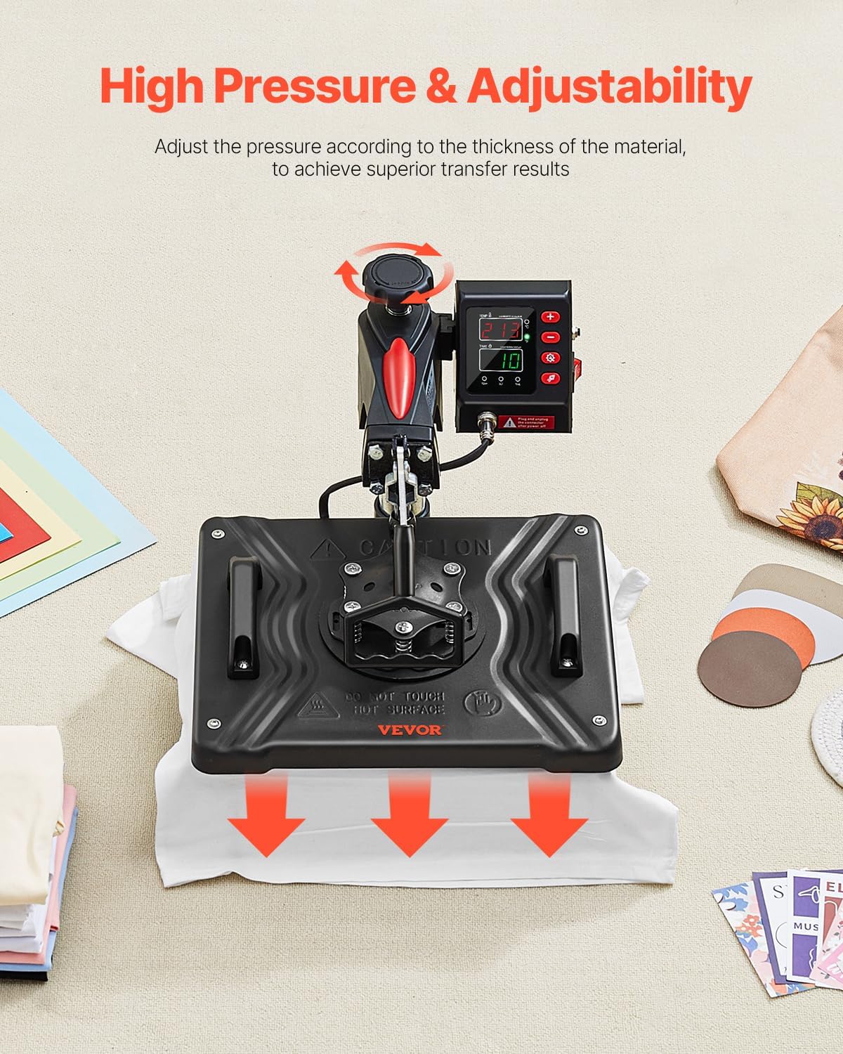 Heat Press Machine 12"x15" 5 in 1 360° Swing Away Shirt Press Machine