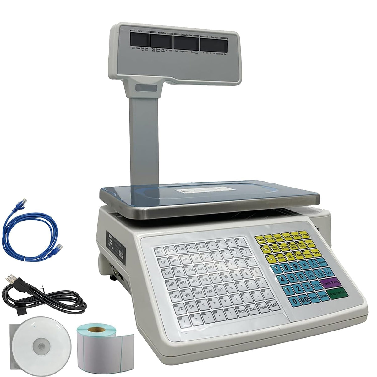 Four-Window with Vertical Pole Digital Price Computing Scale 33lb/15kg Thermal Printer with One Roll of Thermal Label
