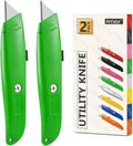2 Pack Heavy Duty Box Cutters, Retractable Utility Knives for Boxes
