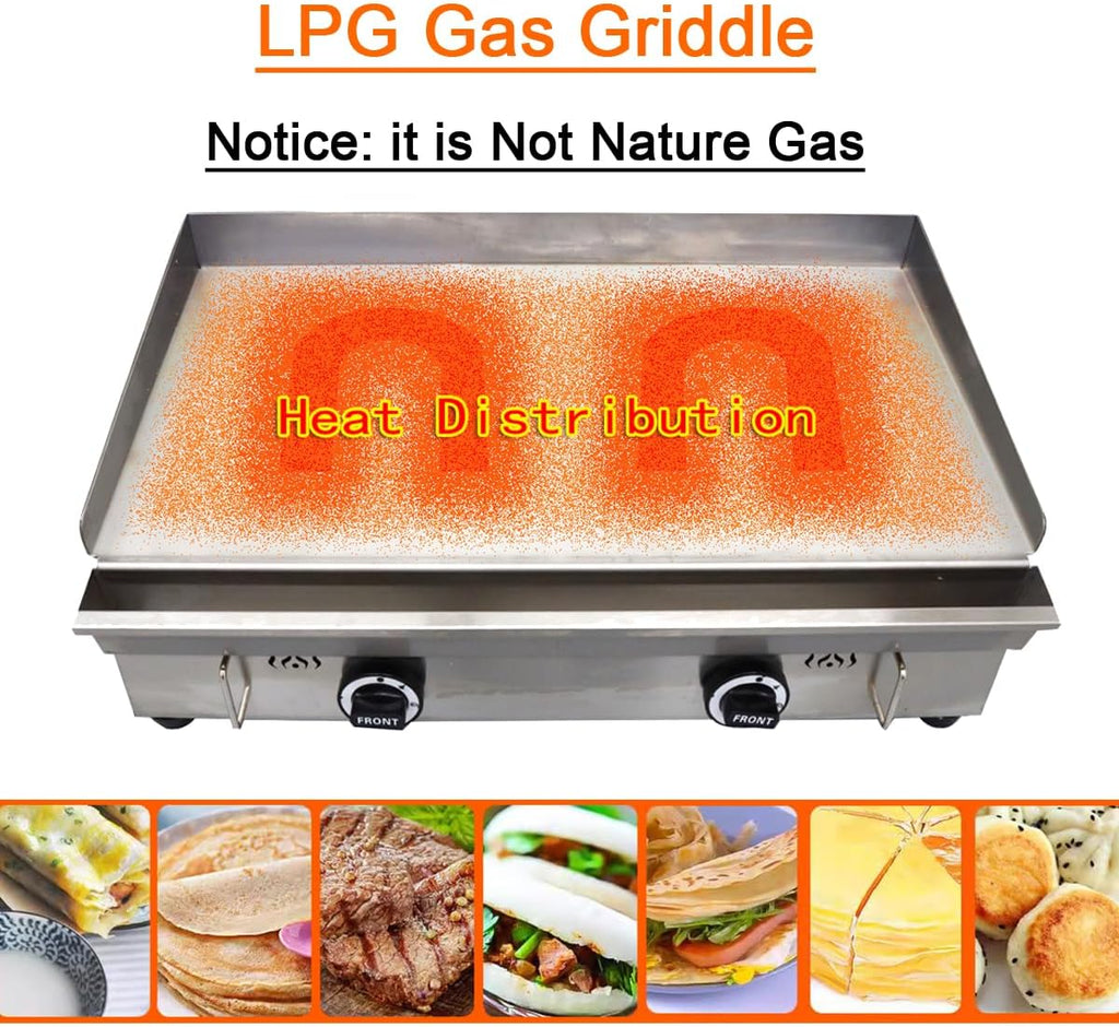 Commercial Countertop Griddle 2800Pa LPG Gas Grill Griddle