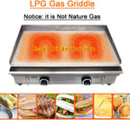 Commercial Countertop Griddle 2800Pa LPG Gas Grill Griddle