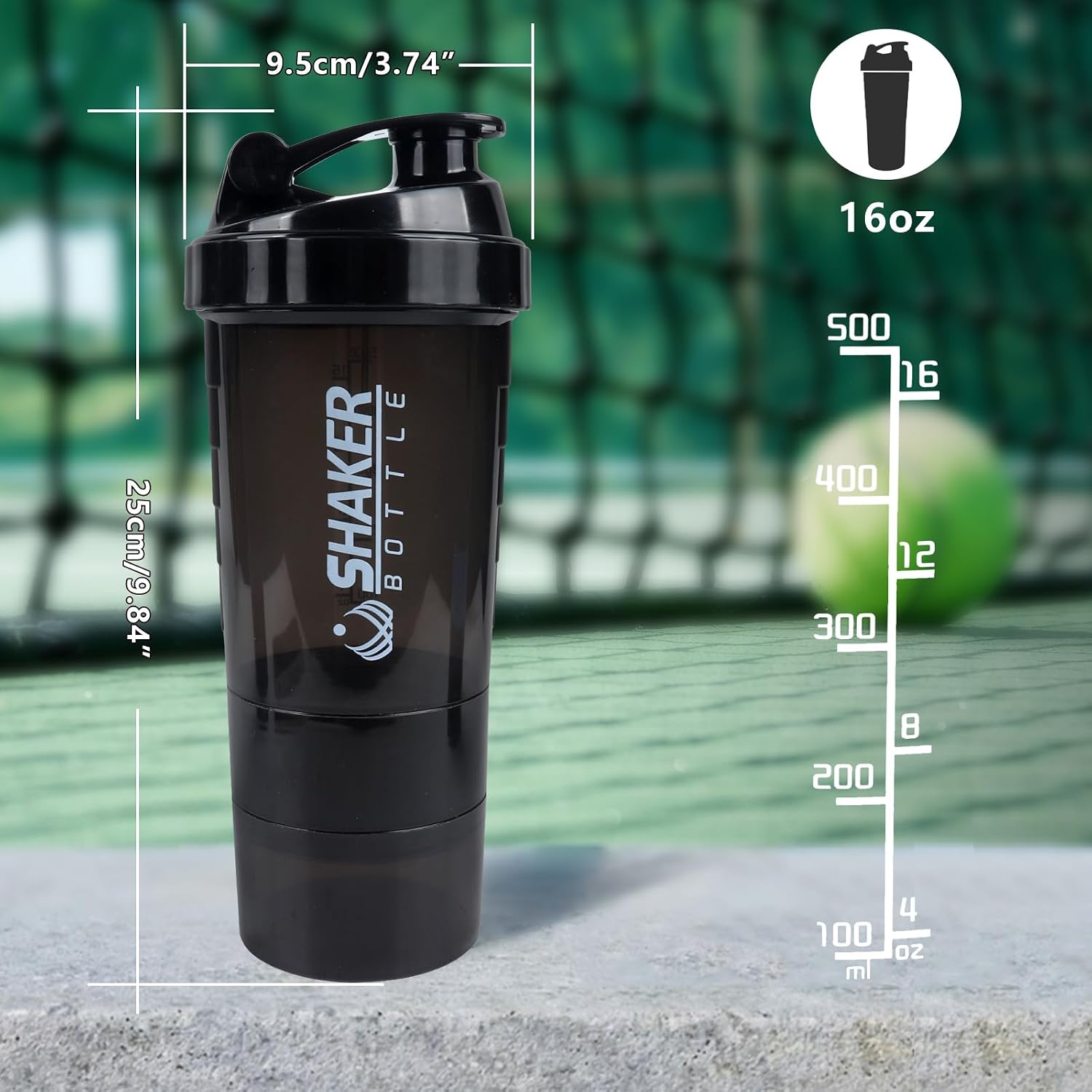 Shaker Bottle 16OZ Protein Shaker Bottles with Mix Ball Sports Water Bottle Leak Proof GYM Cup for Protein Mixes with