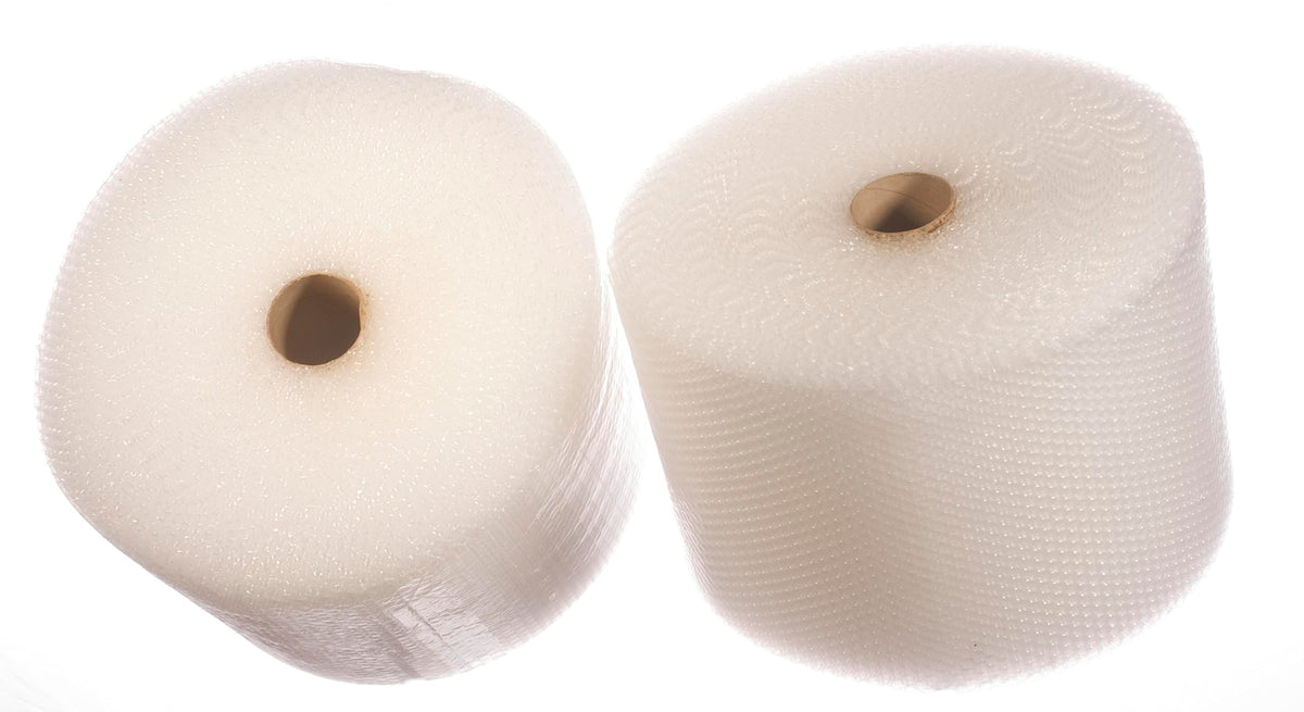 2 Rolls of 150' x 12" (300' total) Small (3/16") Bubble Cushioning Wrap