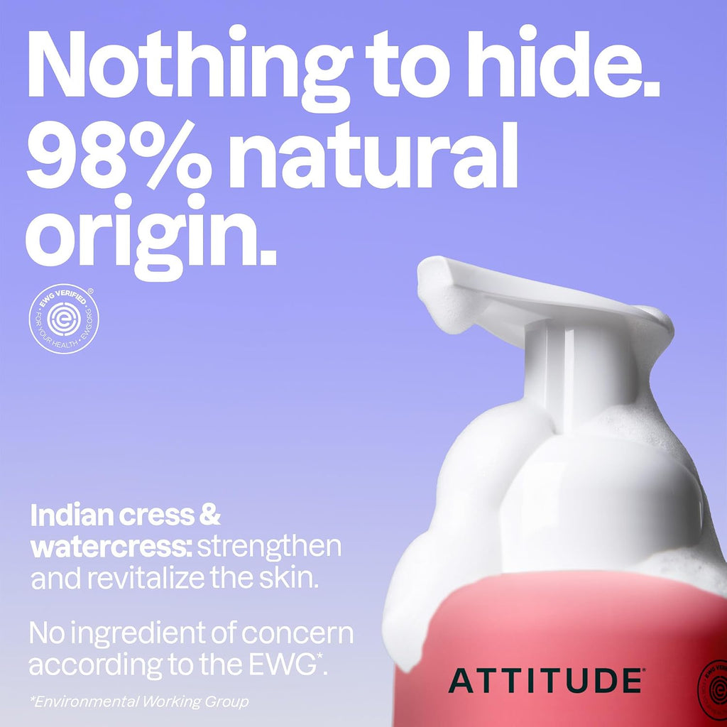 ATTITUDE Foaming Hand Soap, EWG Verified, Pink Grapefruit, 10 oz