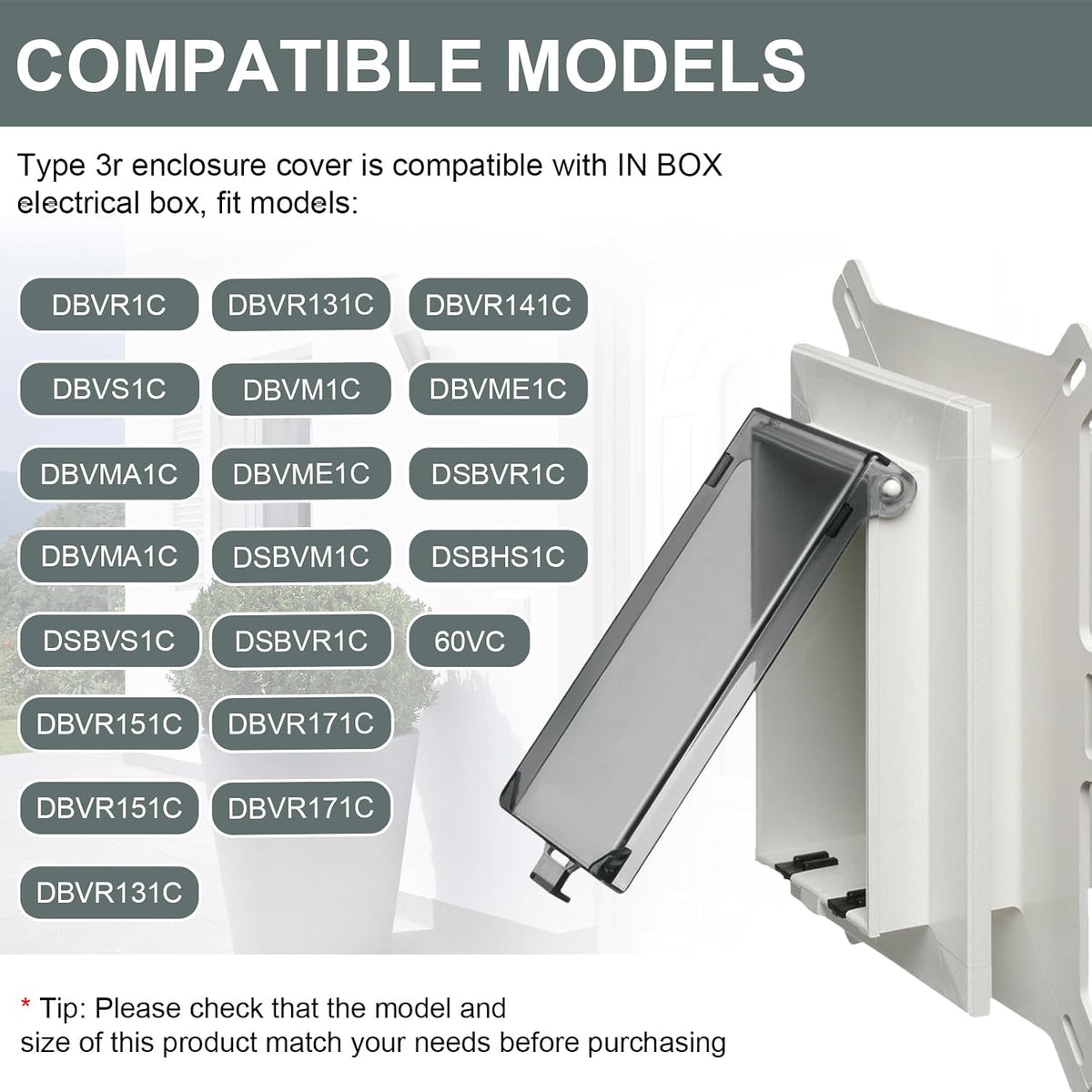 1-Gang Outdoor Outlet Cover, Type 3R Enclosure Cover for Wet Locations