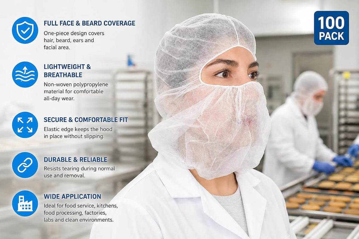 Disposable Bouffant Hoods Full Face Beard Hair Net