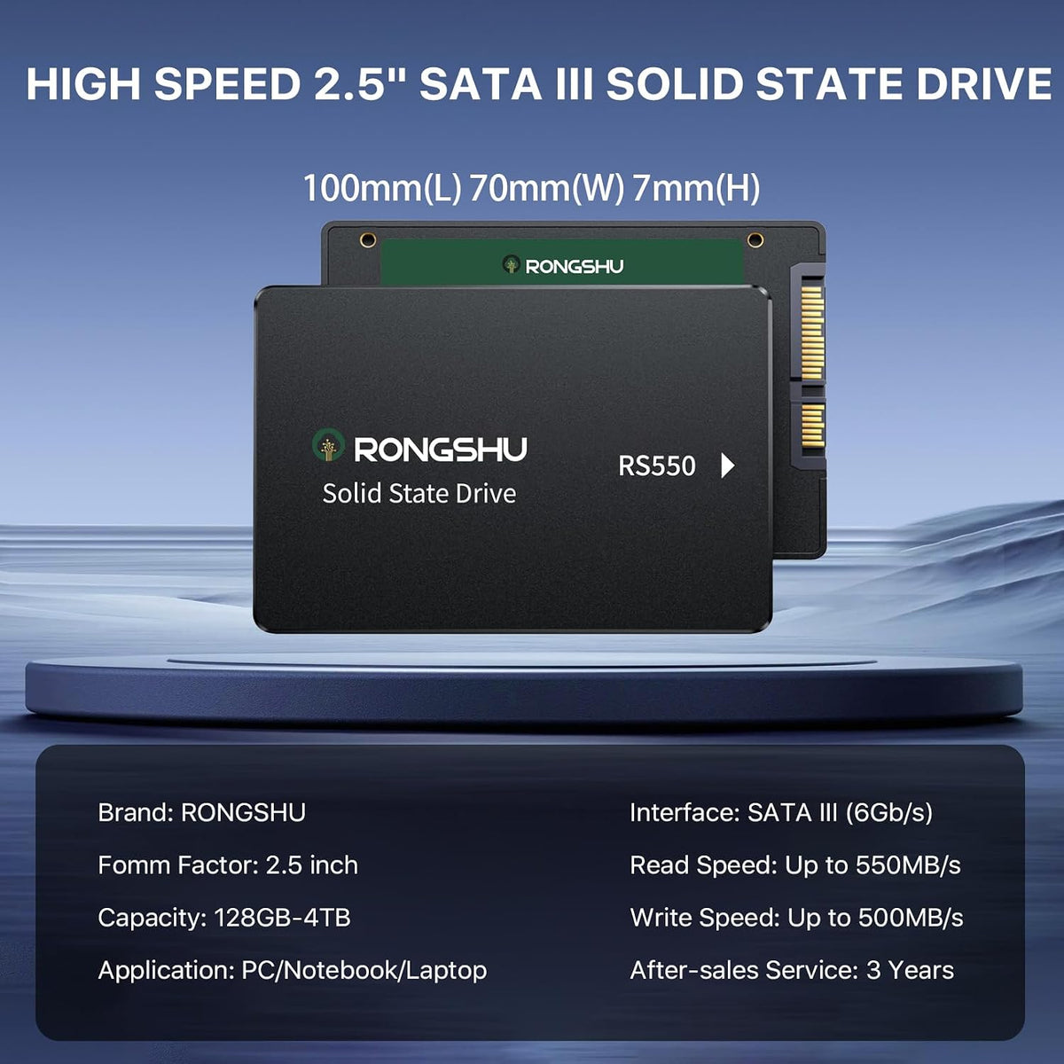 1TB SATA SSD 2.5'' Internal Solid State Drive, SATA III 6 Gb/s Read Speed Up to 550 MB/s 3D NAND TLC Internal SSD