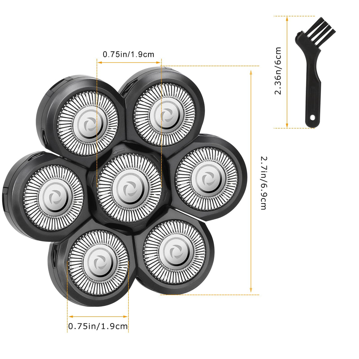 7 Men's Electric Shaver Replacement Heads + 1 Cleaning Brush