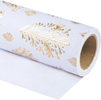 3D Kraft Christmas Wrapping Paper Roll - Mini Roll - 17 Inch x 16.5 Feet - Gold and White Christmas Tree Wrapping