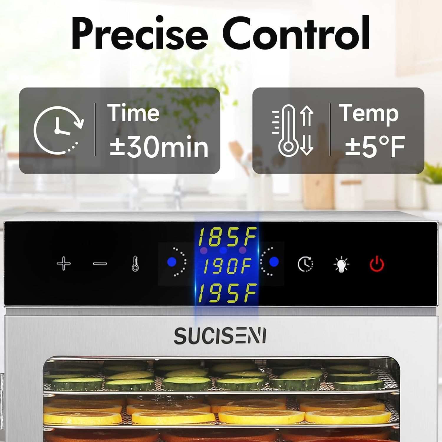 Food Dehydrator Machine 12 Stainless Steel Trays 1000W Meat Dehydrator for Home Use, 24H Timer & 195℉ Temperature