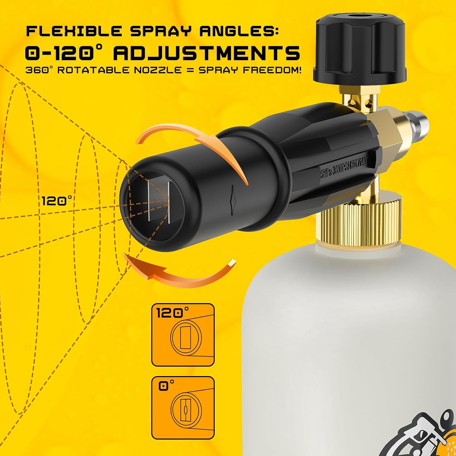 Foam Cannon for Pressure Washer, 1L Bottle Snow Foam Cannon with 5 Pressure Washer Nozzle Tips, 1/4 Inch Quick