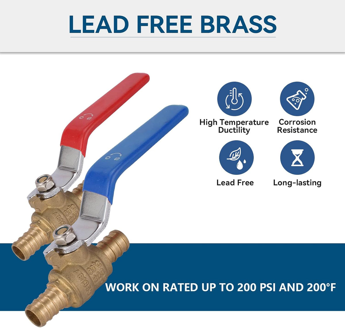 10-Pack GUOFIS 1/2-Inch PEX Crimp Full Port Ball Valve(VALVE003-10)