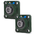 XIKE 2 Pcs UCF203 Bore 17 mm Pillow Block Square Flange Mounted Ball Bearings.