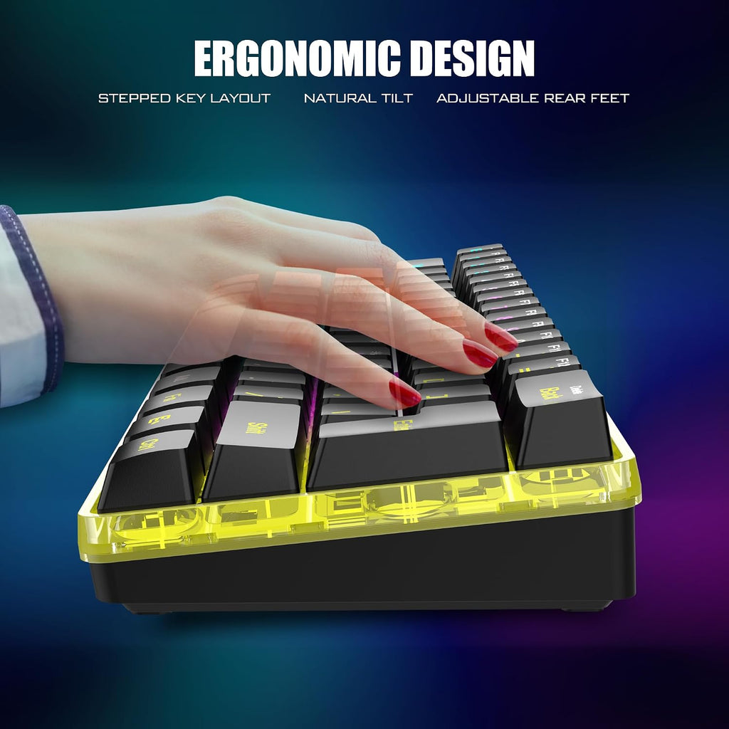 60% Wireless Gaming Keyboard and Mouse Combo, 2500mAh Rechargeable Battery, Ultra-Compact Small RGB Mechanical Feel