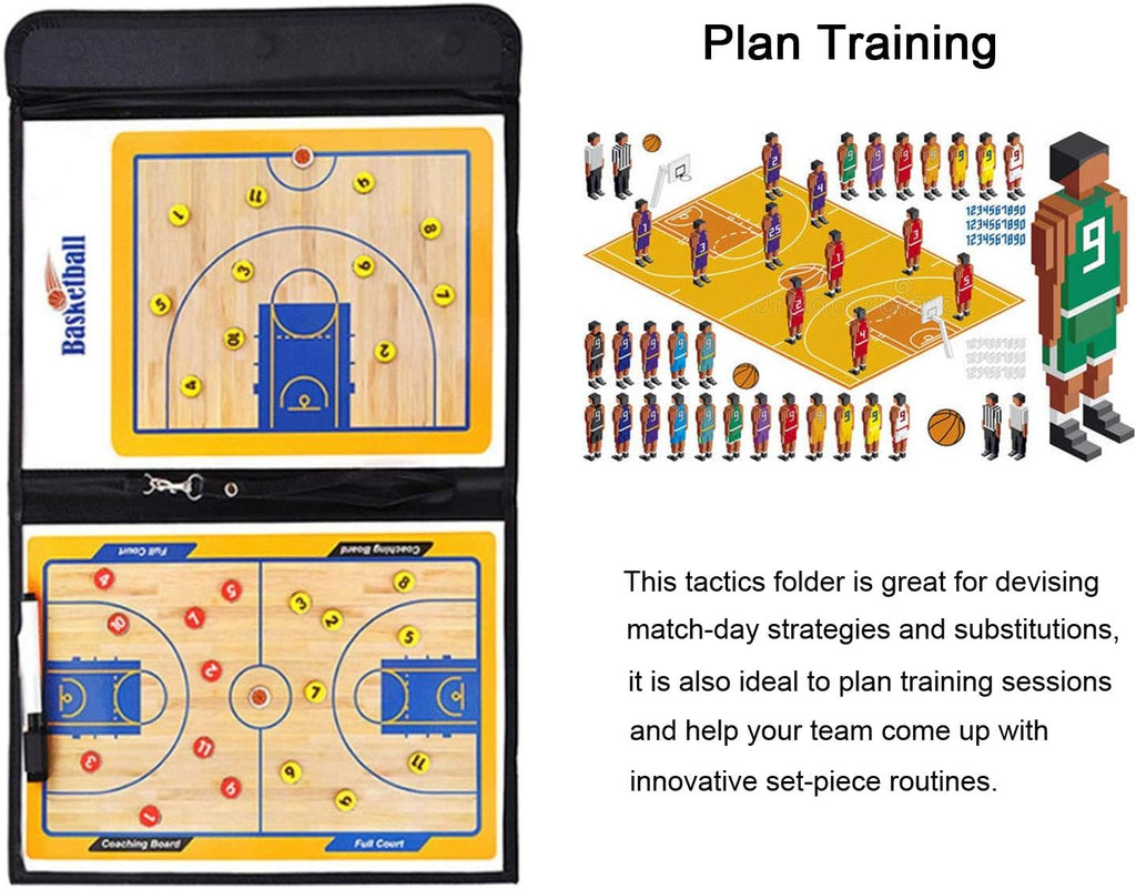 Basketball Coaching Board Coaches Clipboard Tactical Magnetic Board Kit,Portable Strategy Coaches Board with Dry
