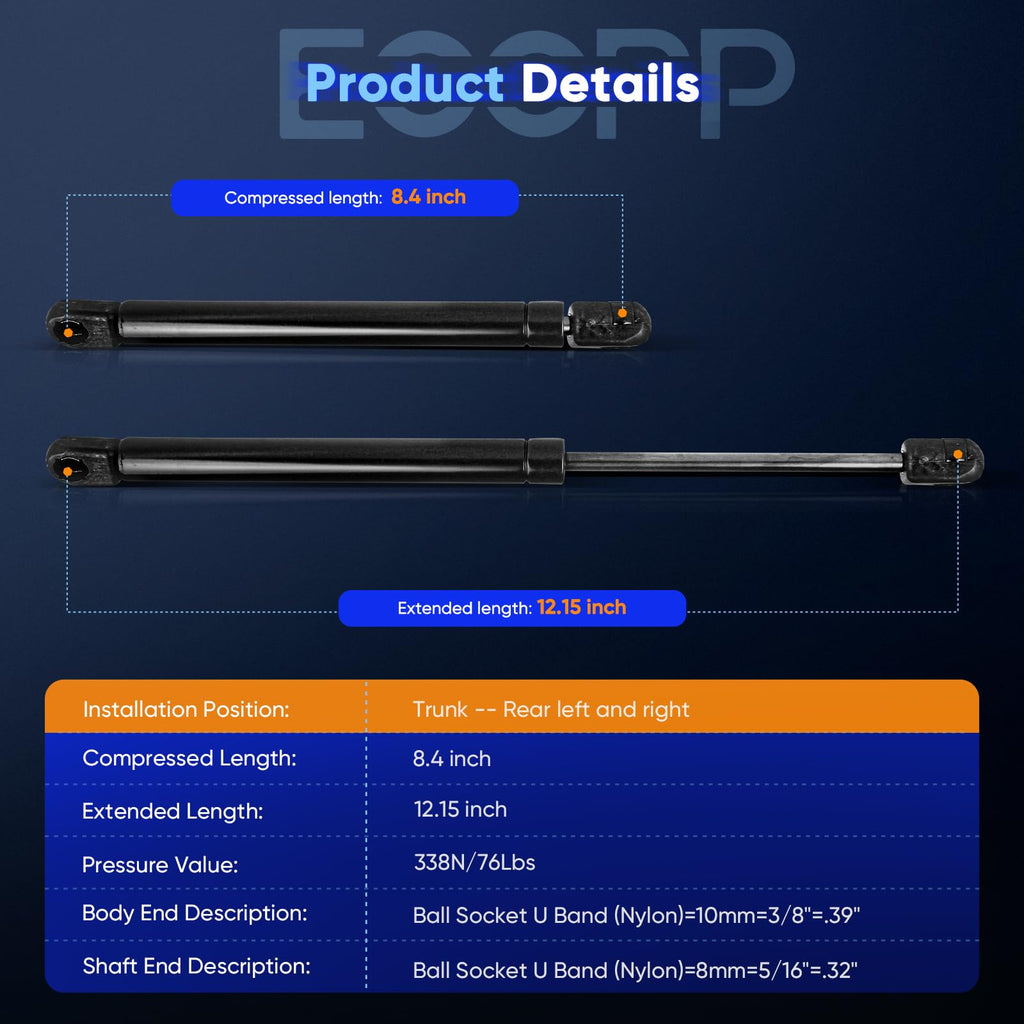 ECCPP Lift Supports Struts Shocks for Saturn for Aura 2007-2009