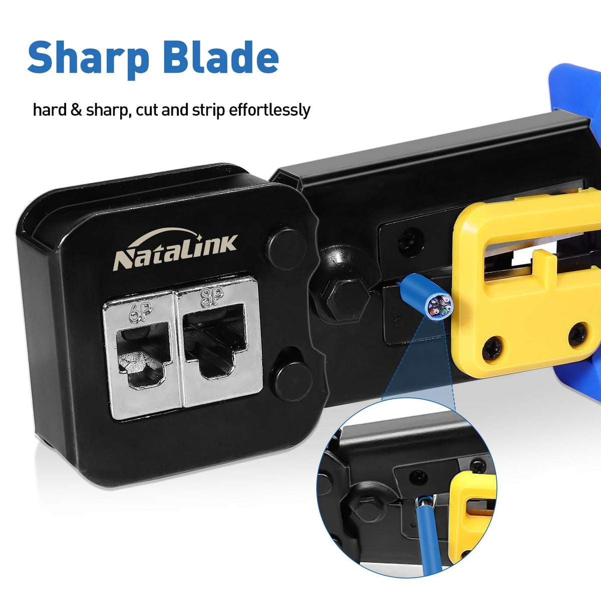 NataLink Pass Through RJ45 Crimp Tool Cat6 Cat5E Cat5 Ethernet Crimper